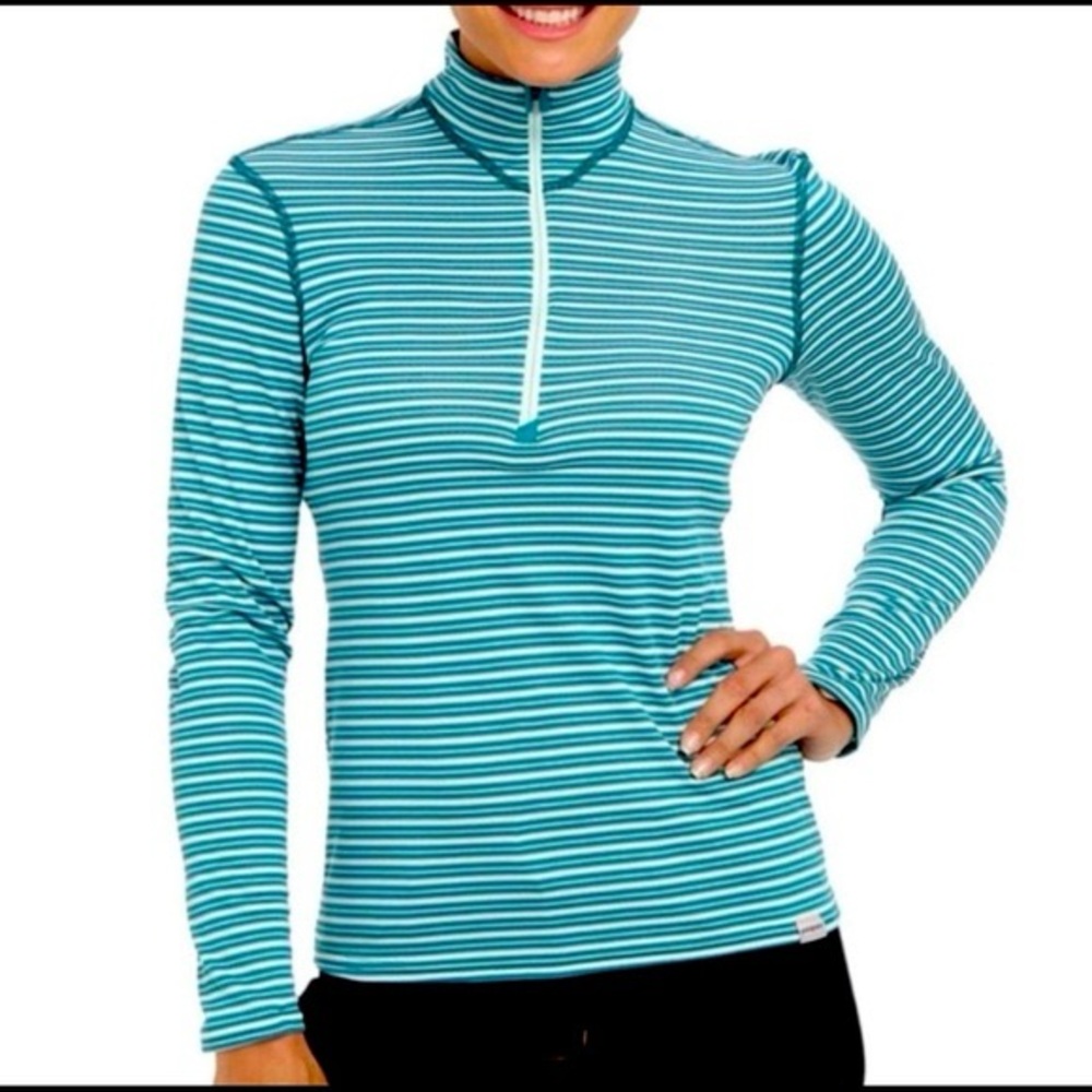 Patagonia Capilene Midweight Quarter Zip Pullover Blue Stripe